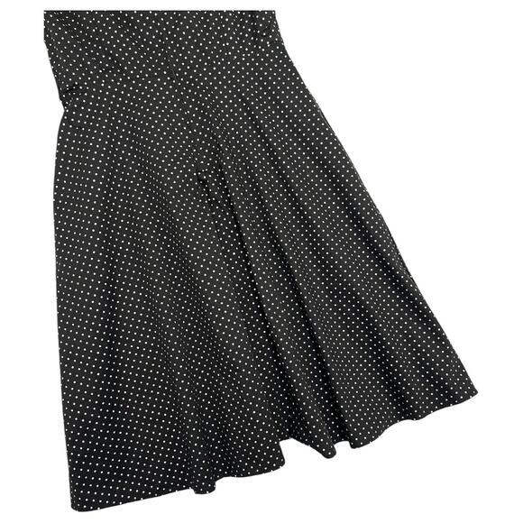 VTG Pinup Dress Womens Medium Black Polka Dot Black Fit Flare Strapless Retro - Picture 12 of 14